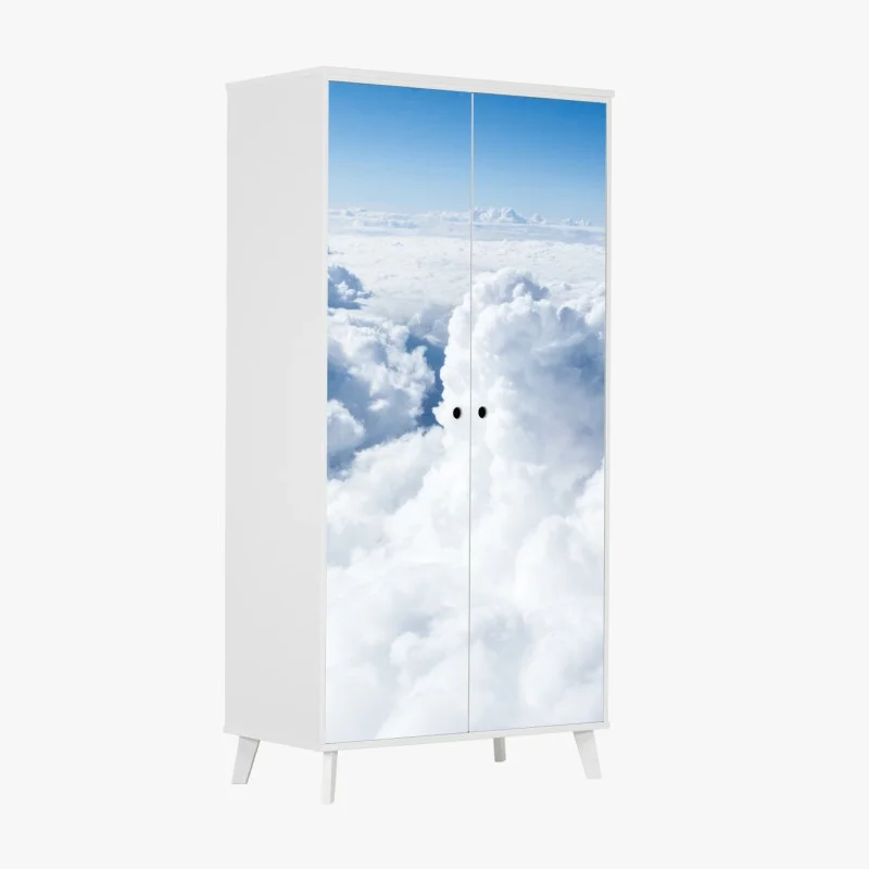 Wardrobe sticker view from above: soft clouds and blue sky