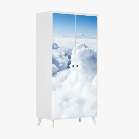 Wardrobe sticker view from above: soft clouds and blue sky • Wallissimo®