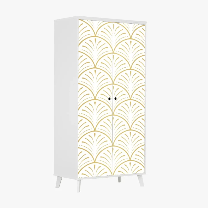 Wardrobe sticker gold art deco fan pattern