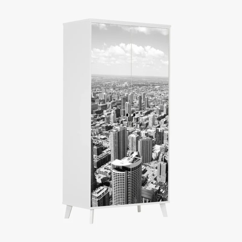 Wardrobe sticker Chicago skyline in grayscale