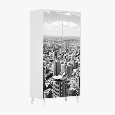 Wardrobe sticker Chicago skyline in grayscale • Wallissimo®