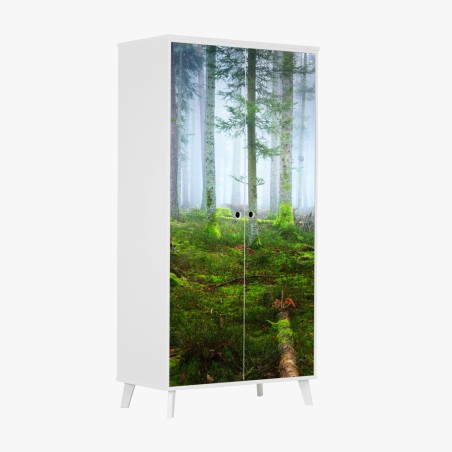 Wardrobe sticker misty Alsace pine forest • Wallissimo®