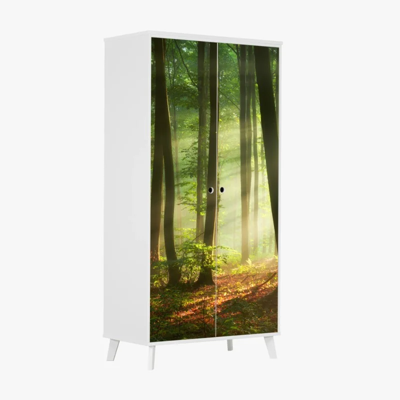 Wardrobe sticker sunlit morning in the forest