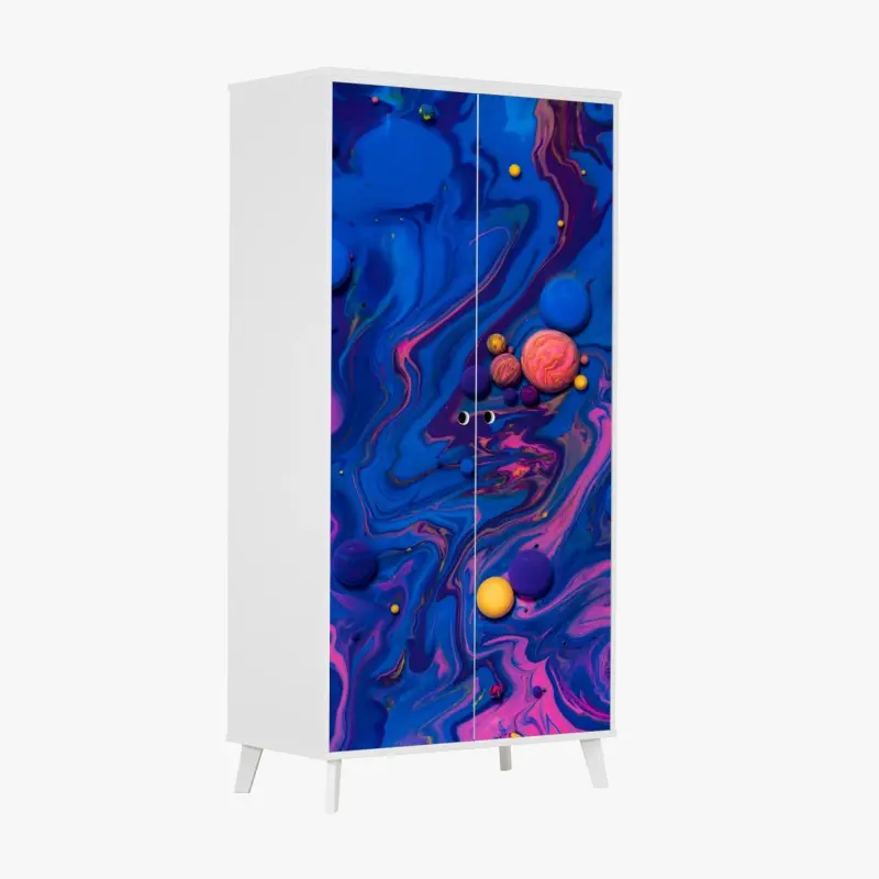 Wardrobe sticker vibrant cosmic paint swirls