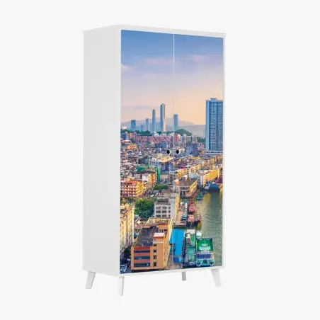 Wardrobe sticker Macau skyline at sunset • Wallissimo®
