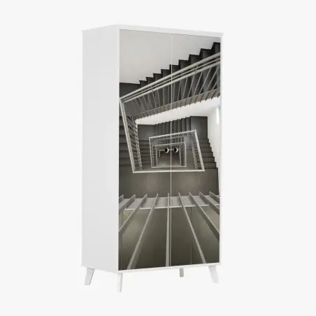 Wardrobe sticker geometric stairwell perspective • Wallissimo®