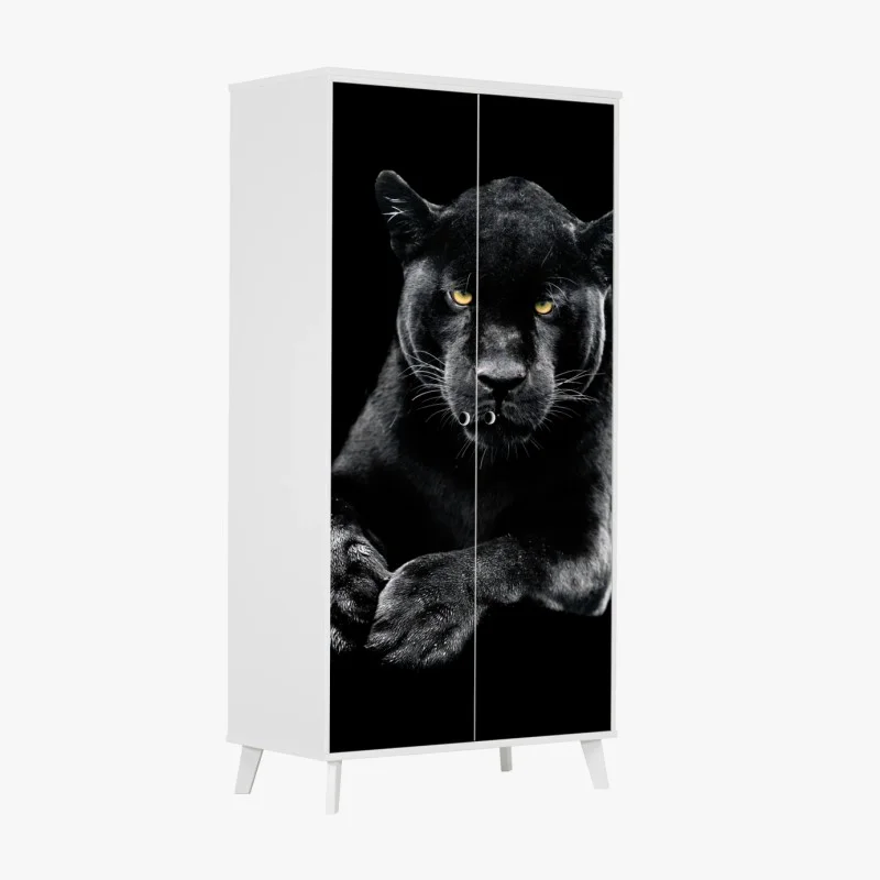Wardrobe sticker black panther portrait on dark background