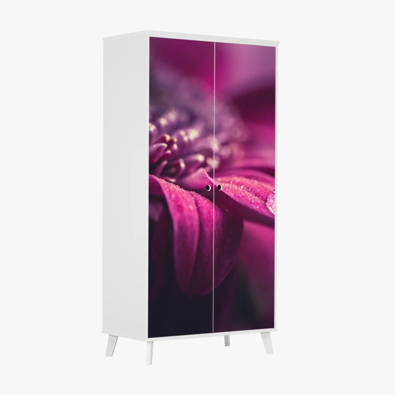 Wardrobe sticker purple macro blossom with dewdrop