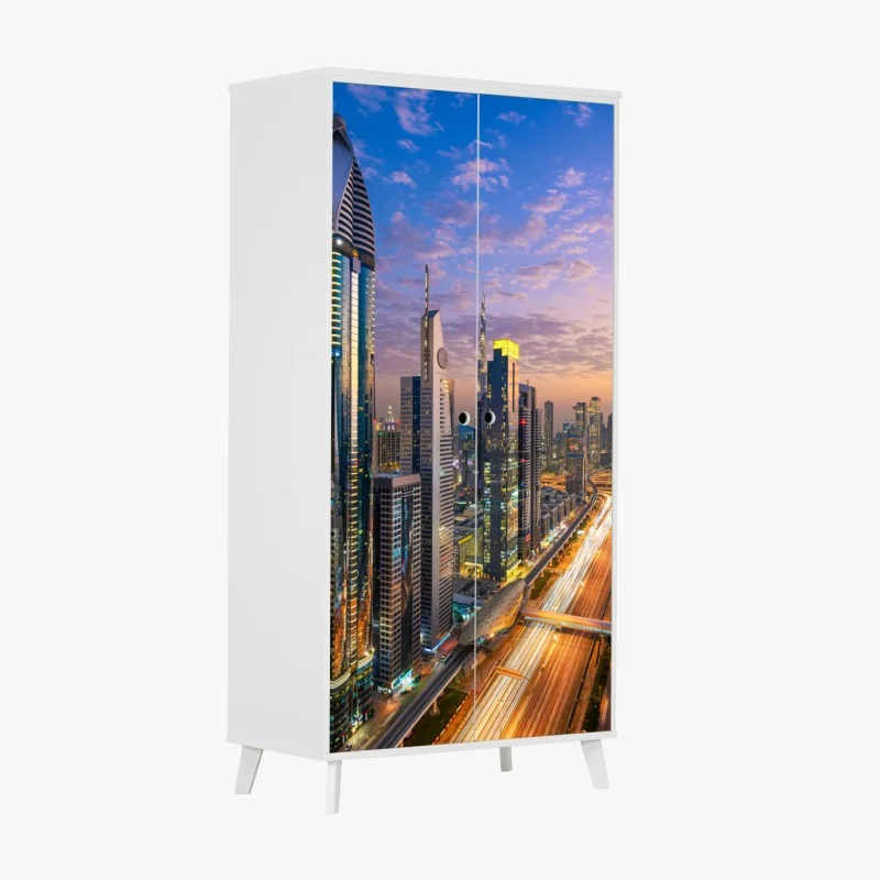 Wardrobe sticker Dubai skyline at dusk