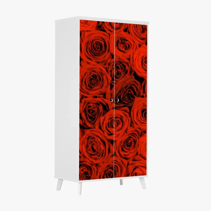 Wardrobe sticker lush red rose bouquet
