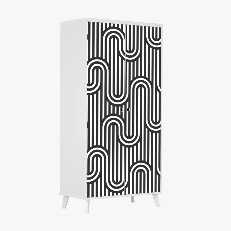 Wardrobe sticker black and white geometric optical pattern