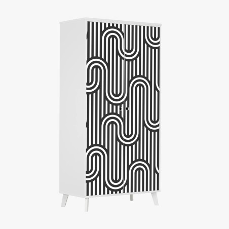Wardrobe sticker black and white geometric optical pattern • Wallissimo®