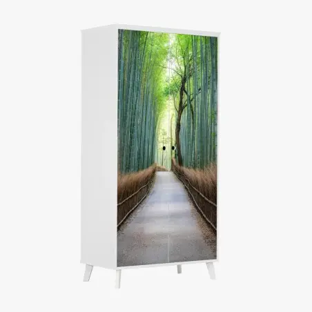 Wardrobe sticker serene bamboo forest pathway • Wallissimo®