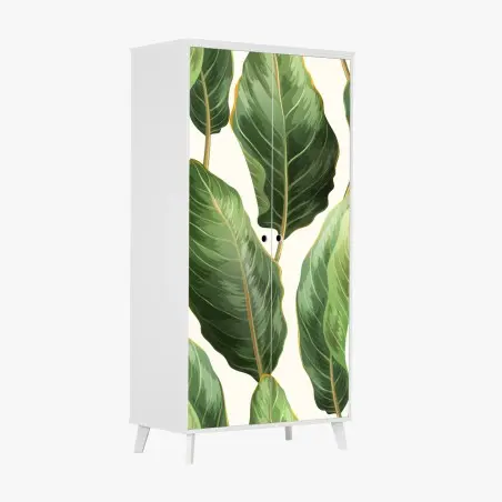 Wardrobe sticker tropical banana leaf seamless pattern • Wallissimo®