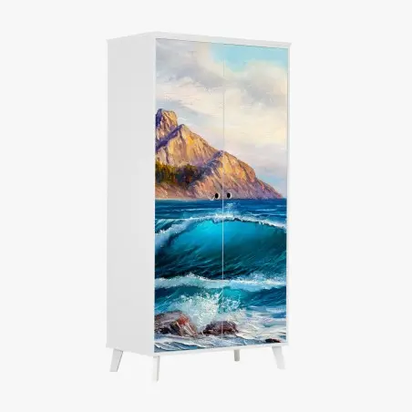 Wardrobe sticker turquoise ocean wave seascape • Wallissimo®