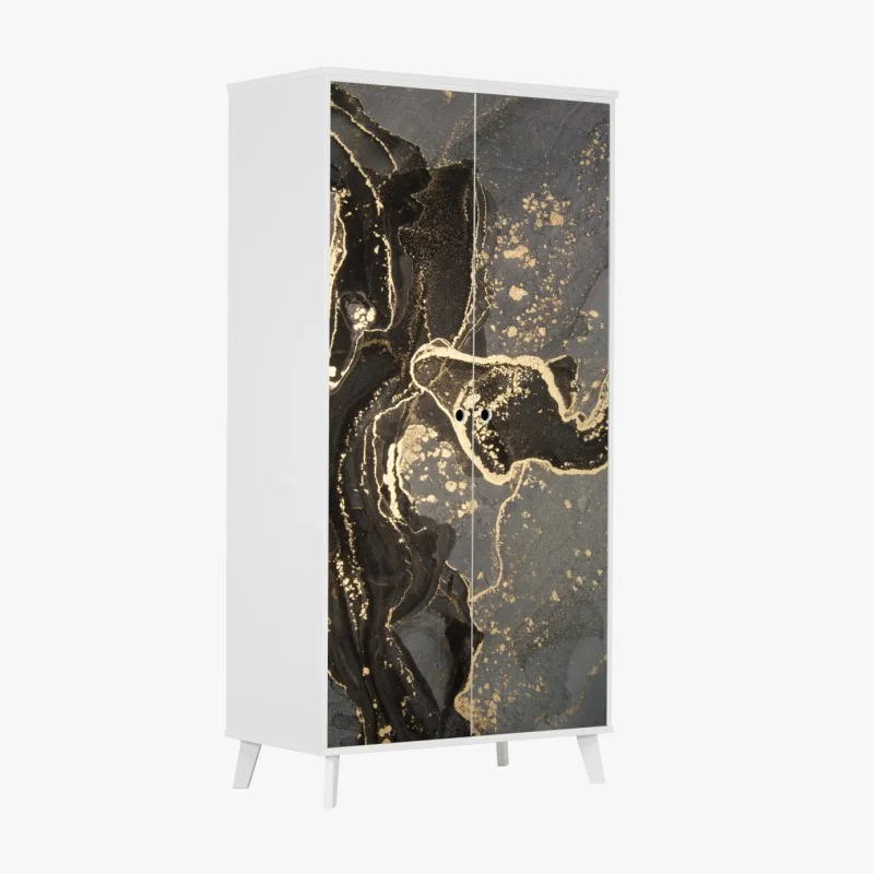 Wardrobe sticker luxury black and gold marble abstract