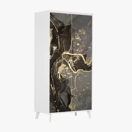 Wardrobe sticker luxury black and gold marble abstract • Wallissimo®