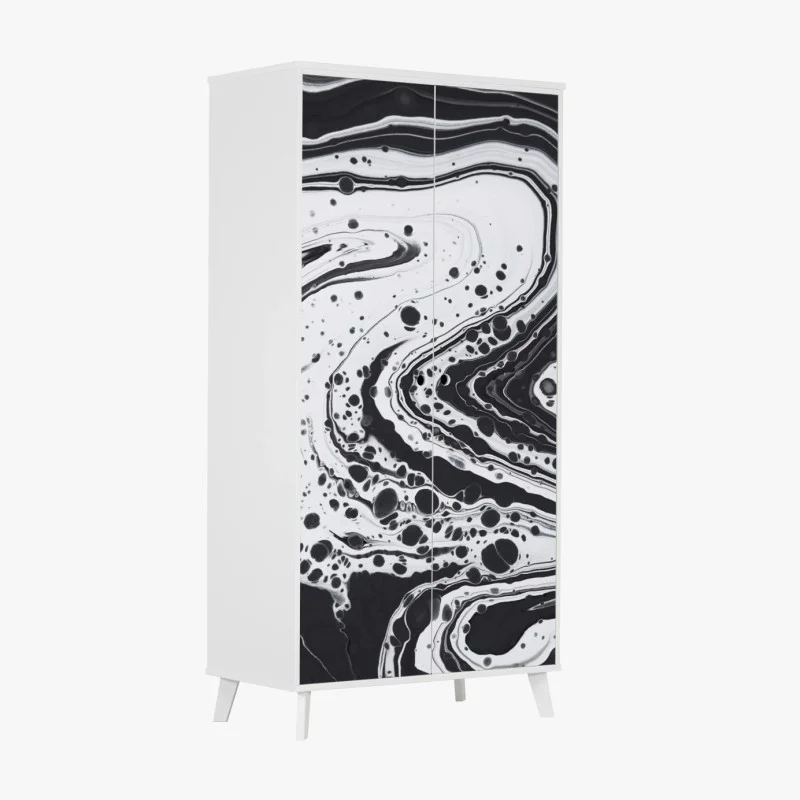 Wardrobe sticker monochrome marble abstract