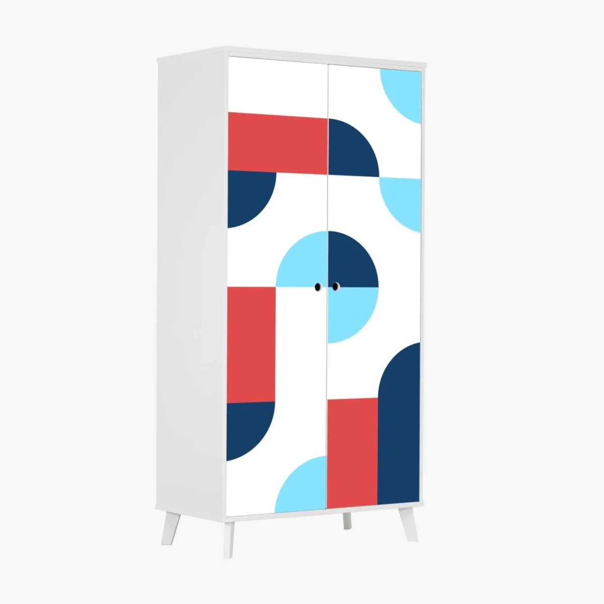 Wardrobe sticker bold geometric pattern in navy and coral ⁕ Wallissimo® Wardrobe sticker bold geometric pattern in navy and coral ⁕ Wallissimo®