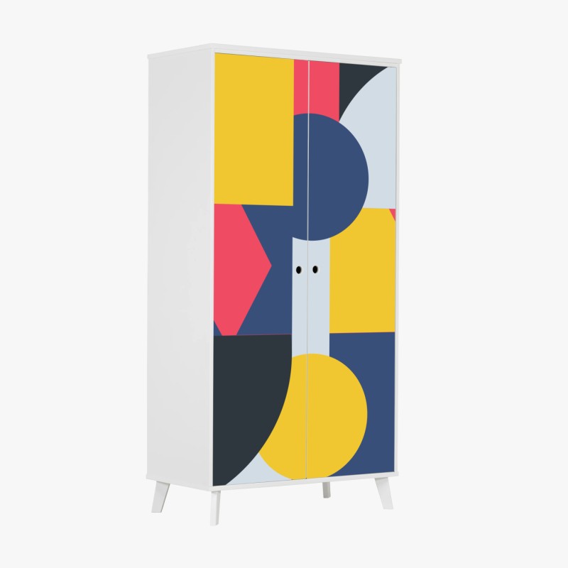 Wardrobe sticker vibrant geometric composition
