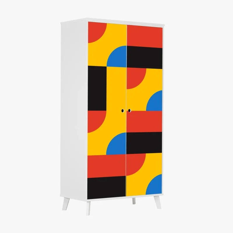 Wardrobe sticker bold geometric pattern wall art