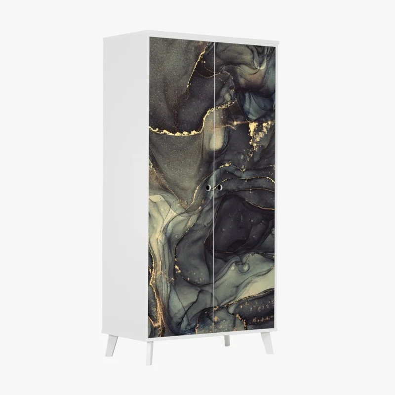 Wardrobe sticker luxury abstract alcohol ink art with gold veins