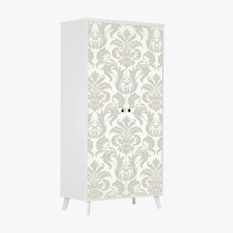 Wardrobe sticker elegant beige damask pattern
