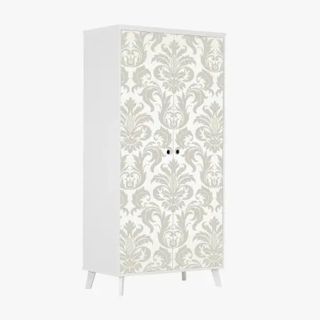Wardrobe sticker elegant beige damask pattern • Wallissimo®