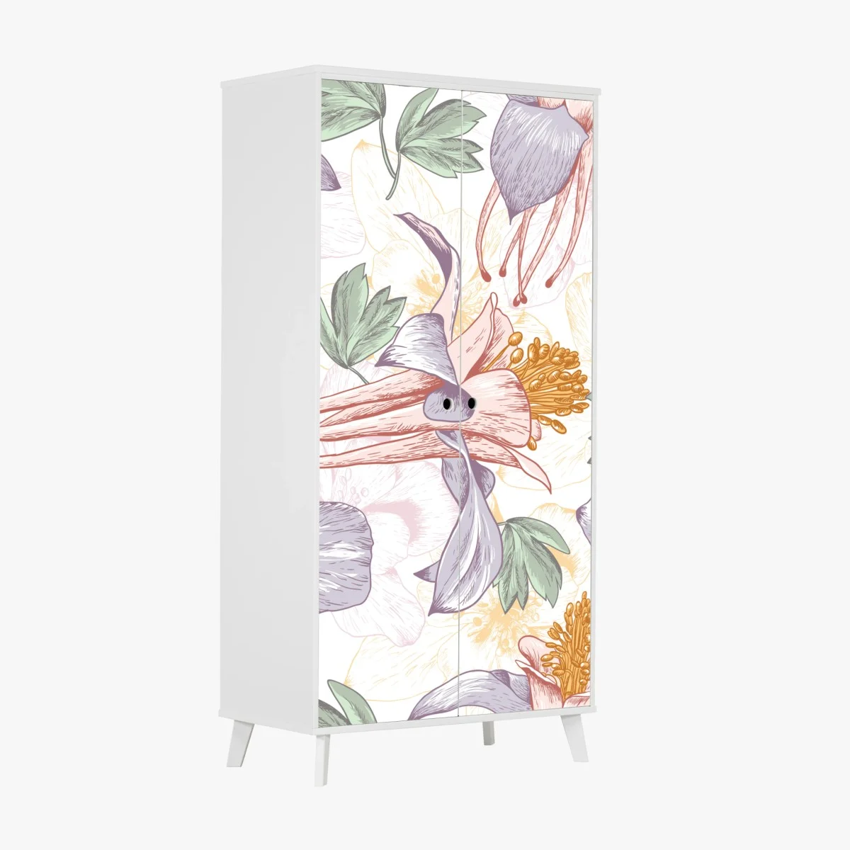 Wardrobe sticker soft pastel botanical blooms ⁕ Wallissimo® Wardrobe sticker soft pastel botanical blooms ⁕ Wallissimo®