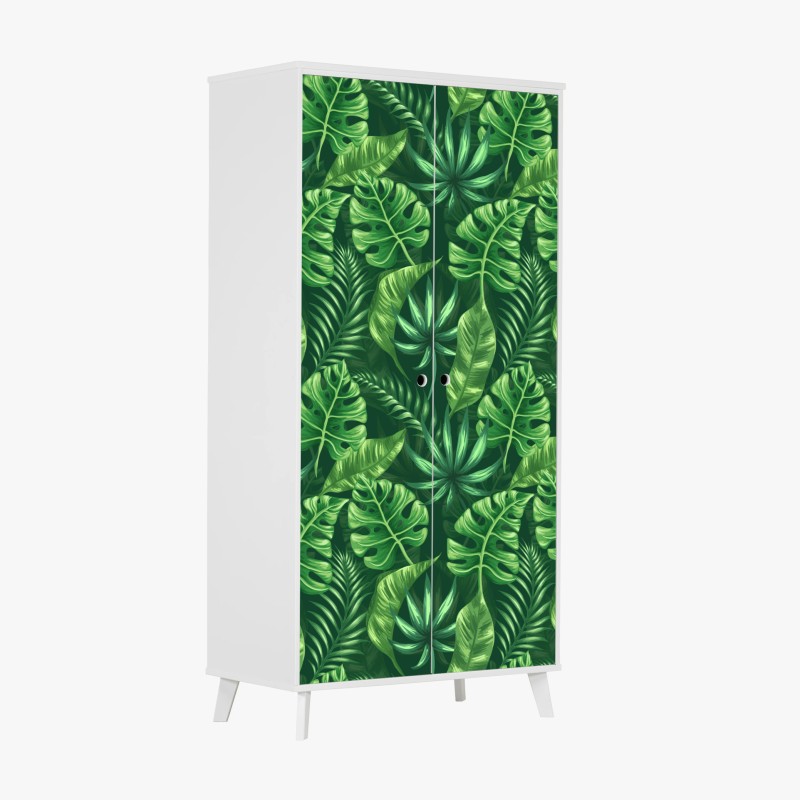 Wardrobe sticker tropical monstera leaf pattern