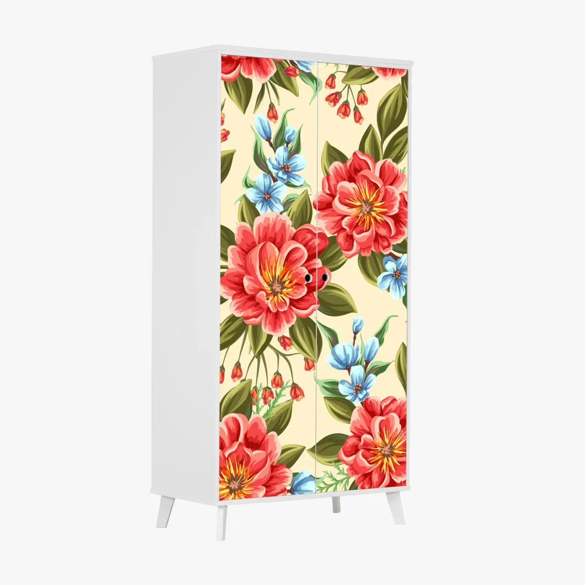 Wardrobe sticker vibrant watercolor floral pattern • Wallissimo® Wardrobe sticker vibrant watercolor floral pattern • Wallissimo®
