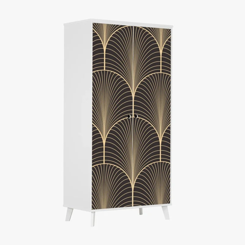 Wardrobe sticker art deco gold fan pattern