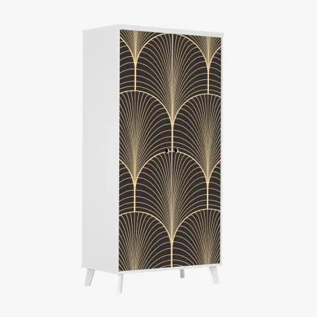 Wardrobe sticker art deco gold fan pattern • Wallissimo®