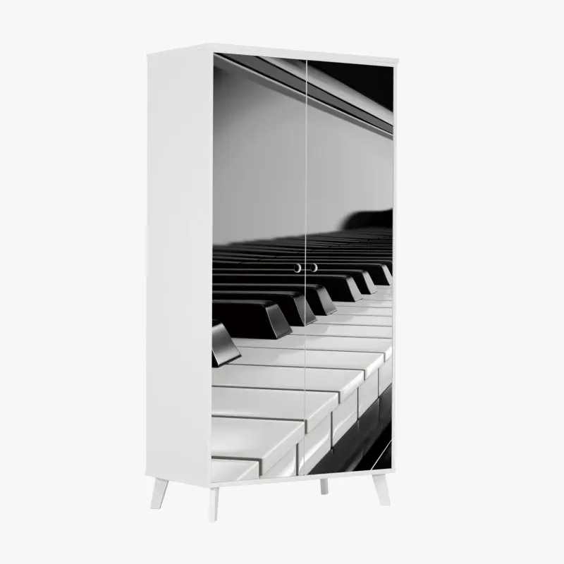 Wardrobe sticker elegant monochrome piano keys