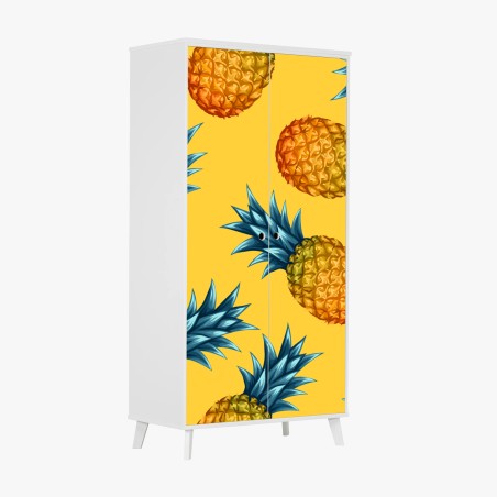 Wardrobe sticker tropical pineapple pattern on yellow background • Wallissimo®
