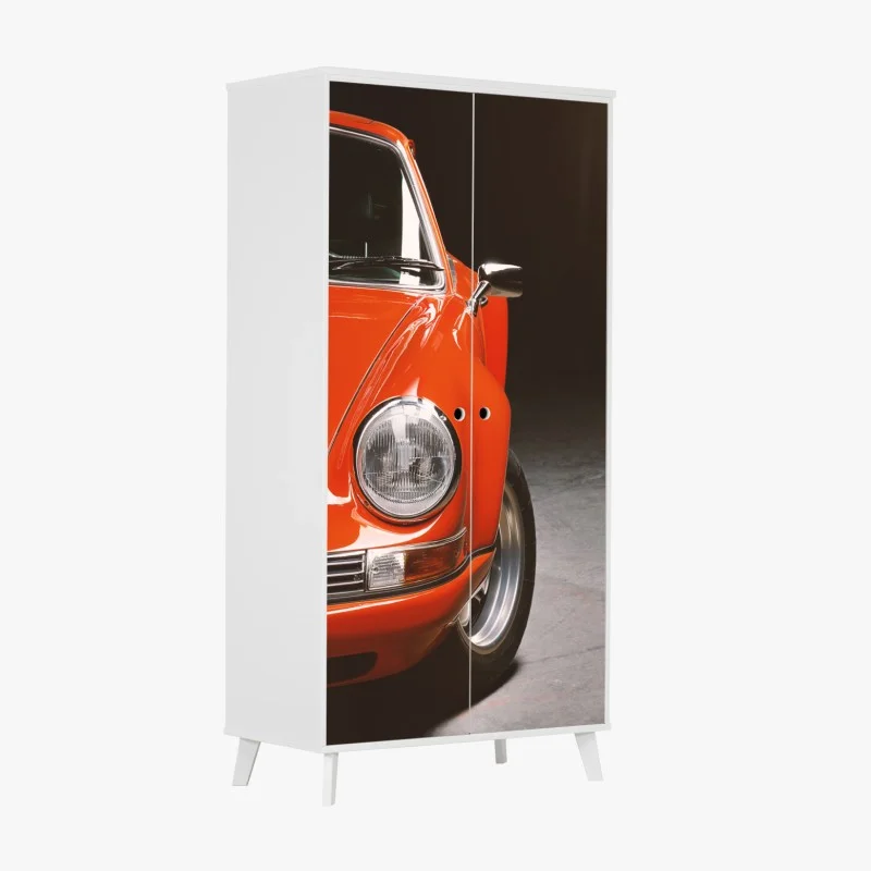 Wardrobe sticker red vintage sports car close-up