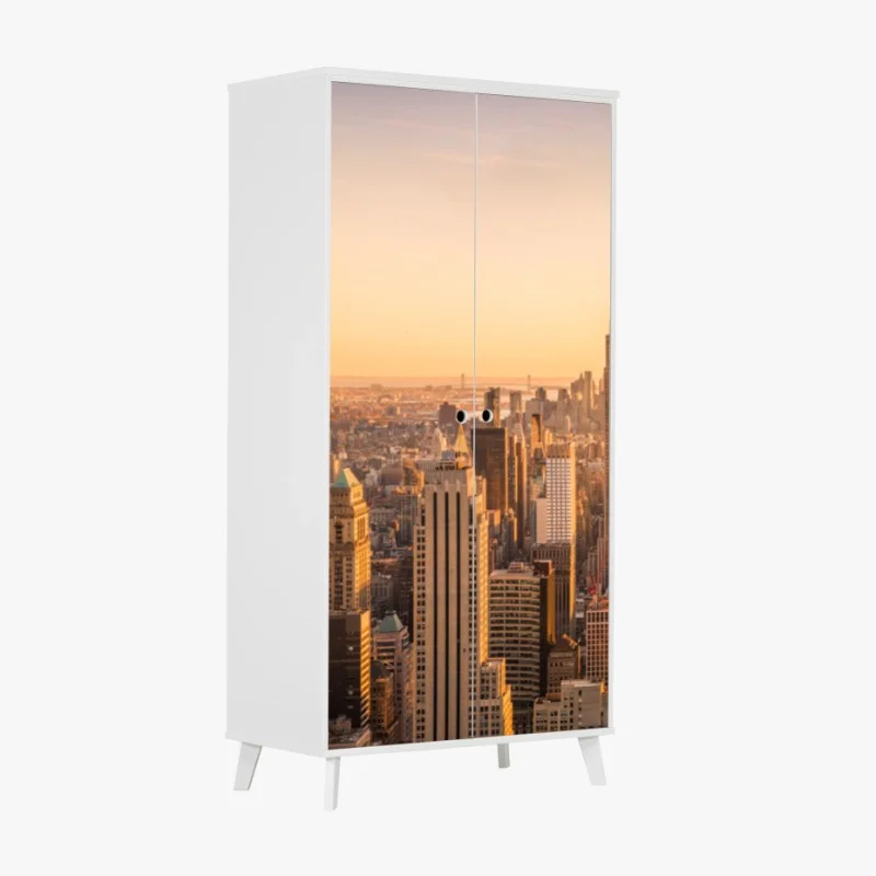 Wardrobe sticker golden sunset over New York skyline