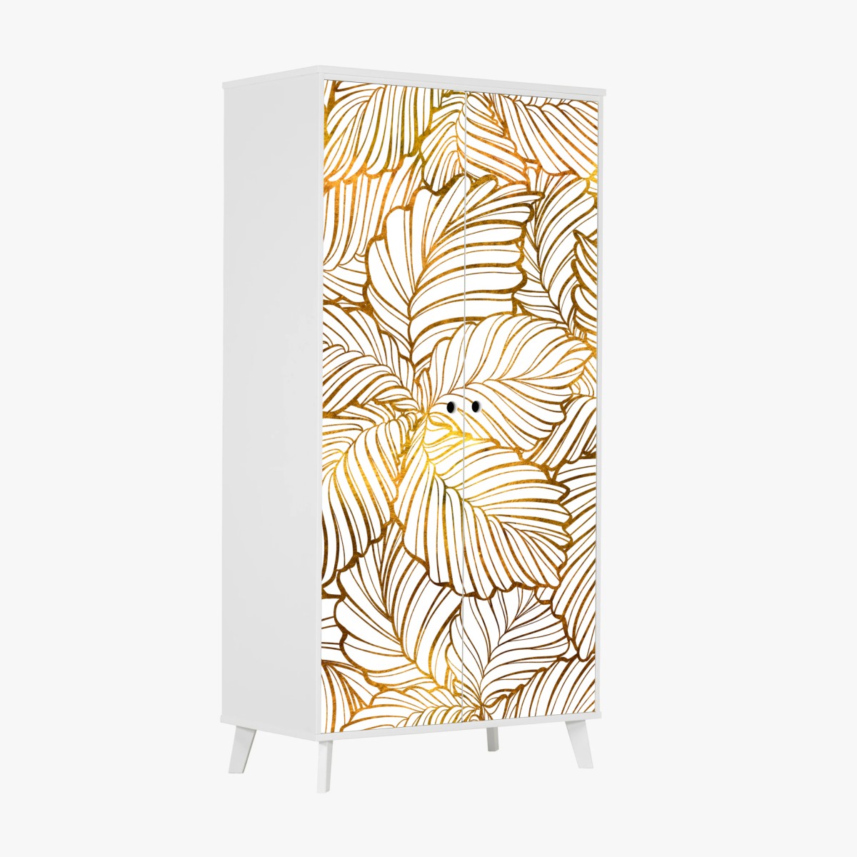 Wardrobe sticker golden leaf line art pattern • Wallissimo® Wardrobe sticker golden leaf line art pattern • Wallissimo®