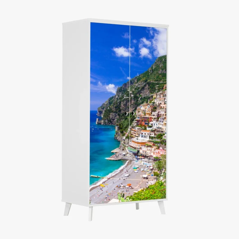 Wardrobe sticker sunny panorama of Positano on the Amalfi Coast
