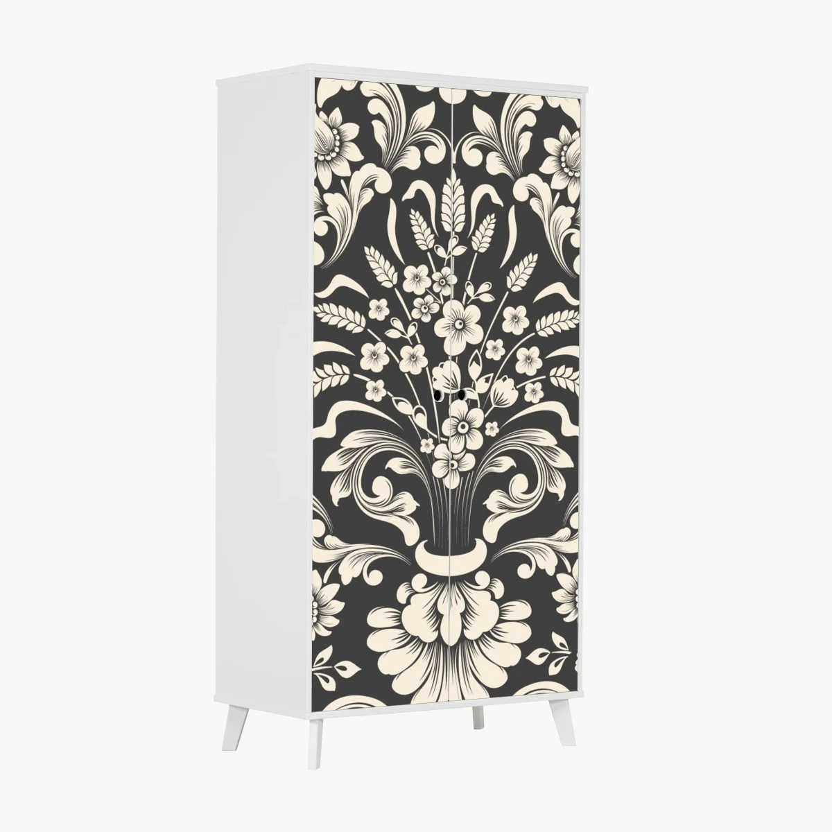 Wardrobe sticker vintage floral damask pattern ⁕ Wallissimo® Wardrobe sticker vintage floral damask pattern ⁕ Wallissimo®