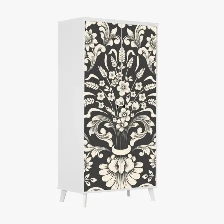 Wardrobe sticker vintage floral damask pattern • Wallissimo®