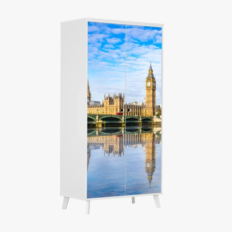 Wardrobe sticker London skyline with river reflection