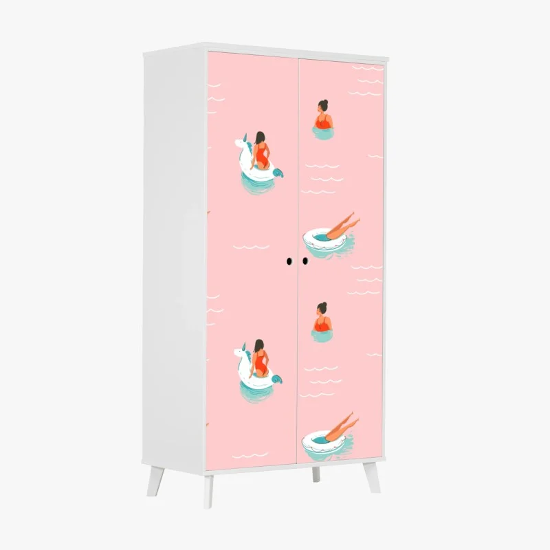 Wardrobe sticker playful pastel pool pattern