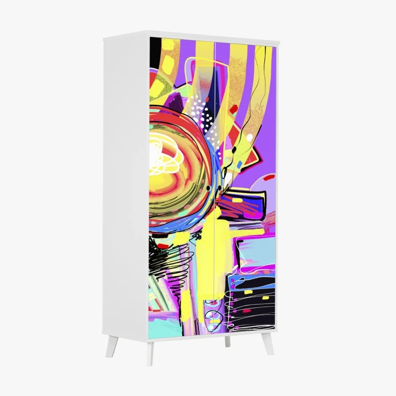 Wardrobe sticker vibrant purple abstract composition
