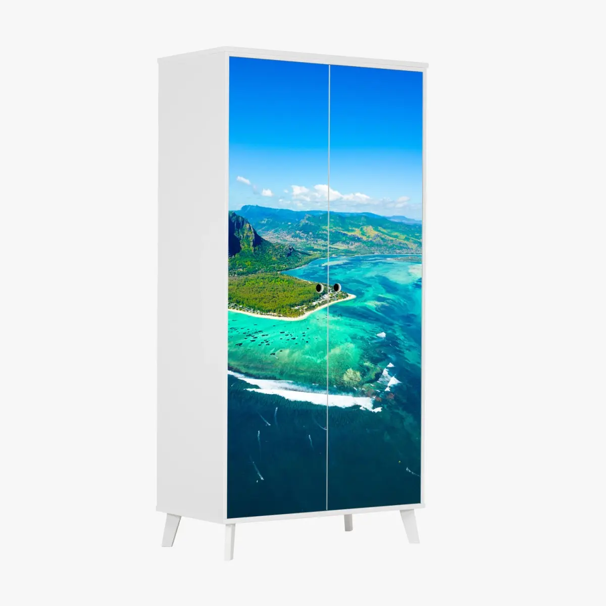 Wardrobe sticker Le Morne turquoise lagoon panorama ⁕ Wallissimo® Wardrobe sticker Le Morne turquoise lagoon panorama ⁕ Wallissimo®
