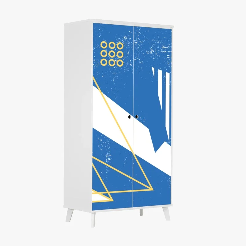 Wardrobe sticker blue geometric abstract composition
