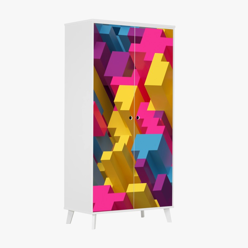 Wardrobe sticker vibrant 3d voxel pattern