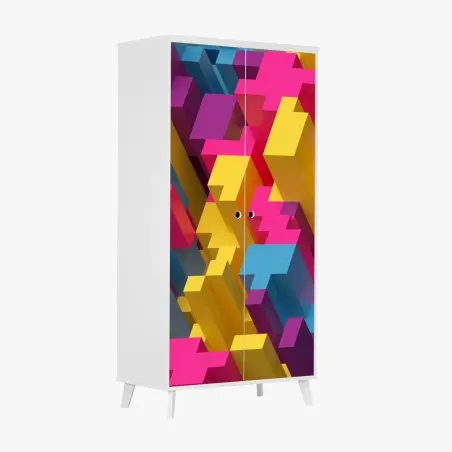 Wardrobe sticker vibrant 3d voxel pattern • Wallissimo®