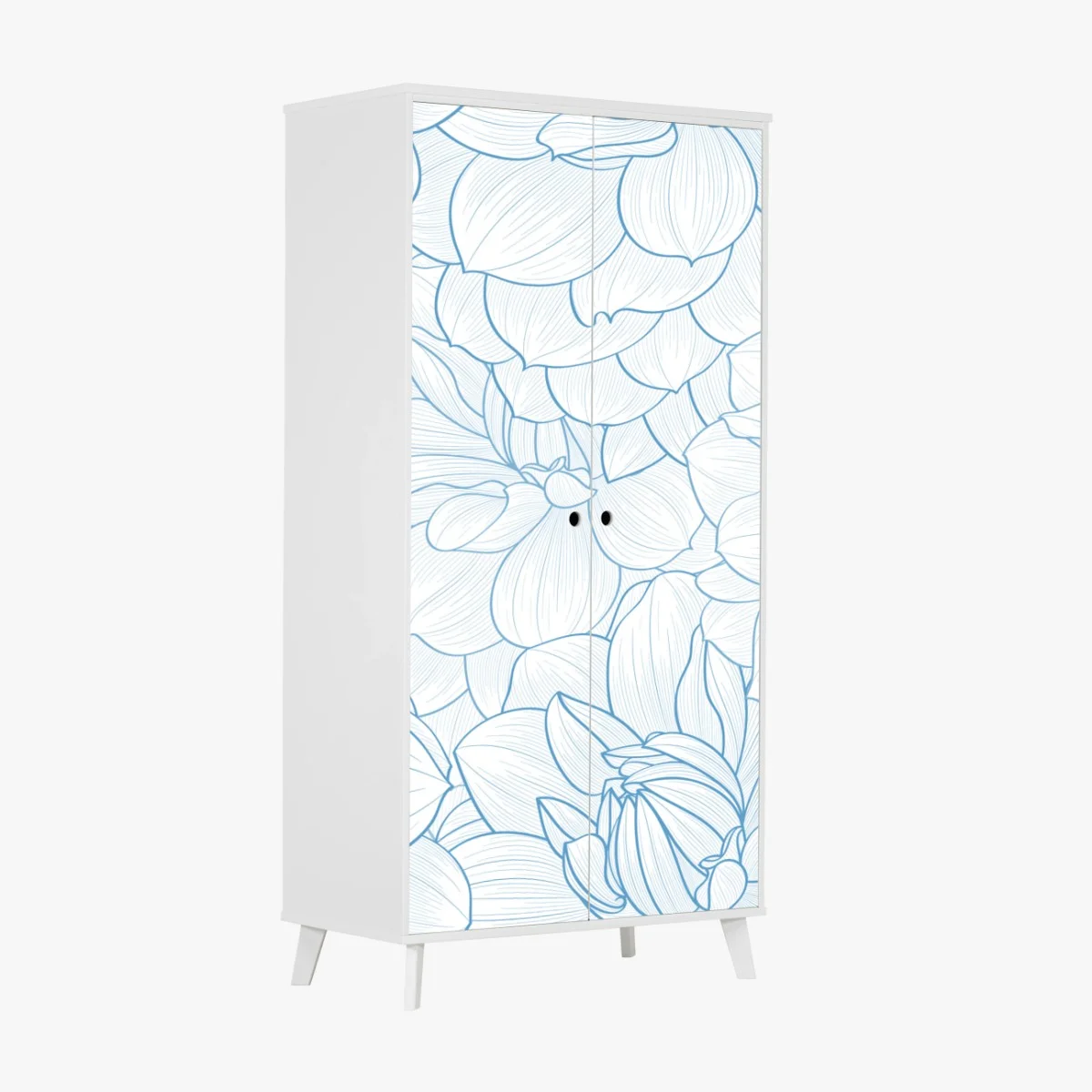 Wardrobe sticker delicate blue floral pattern • Wallissimo® Wardrobe sticker delicate blue floral pattern • Wallissimo®