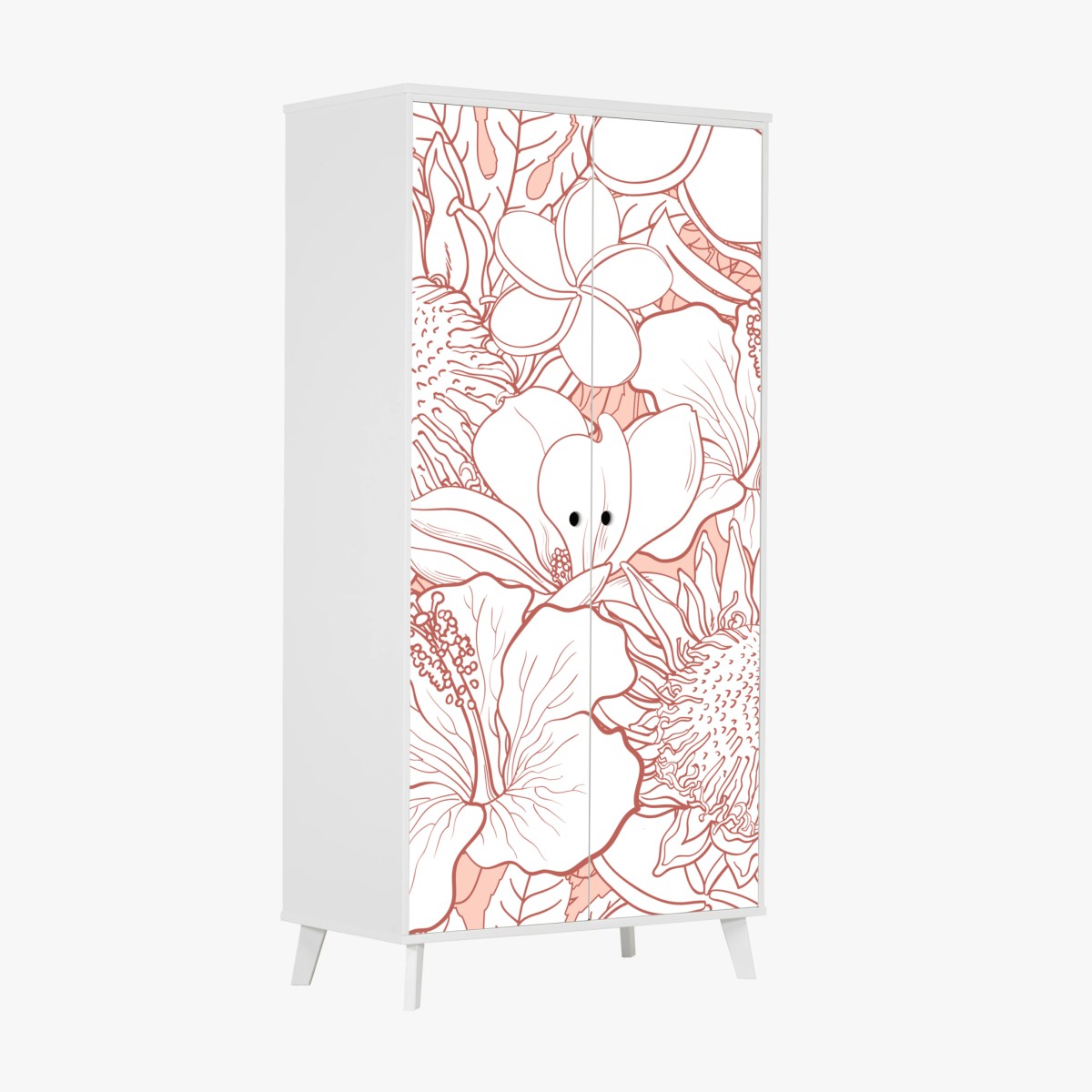 Wardrobe sticker delicate coral floral pattern • Wallissimo® Wardrobe sticker delicate coral floral pattern • Wallissimo®